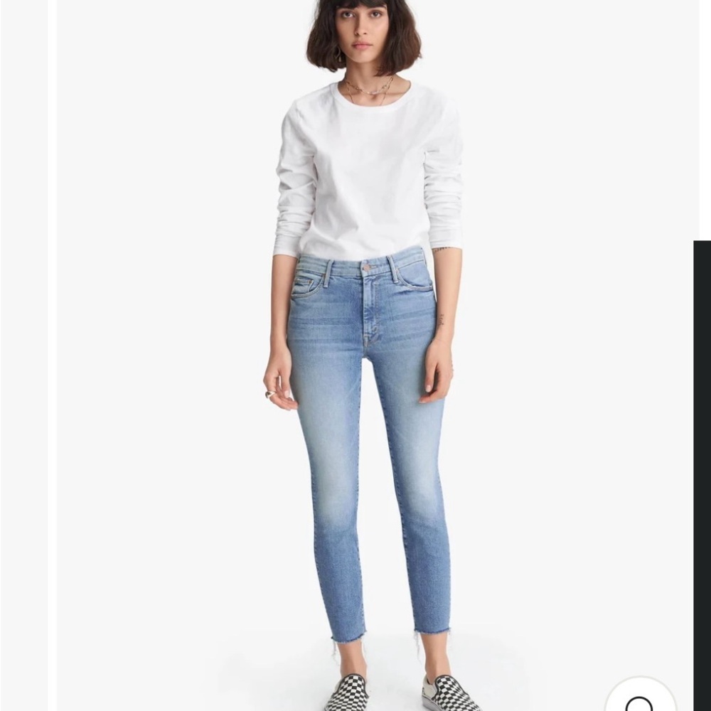 Mother Denim - High Waisted Looker Ankle Fray Jeans in Shoot to Thrill